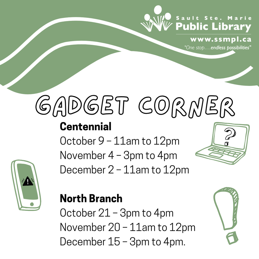 Click here for an accessible machine readable version of our upcoming gadget corner dates