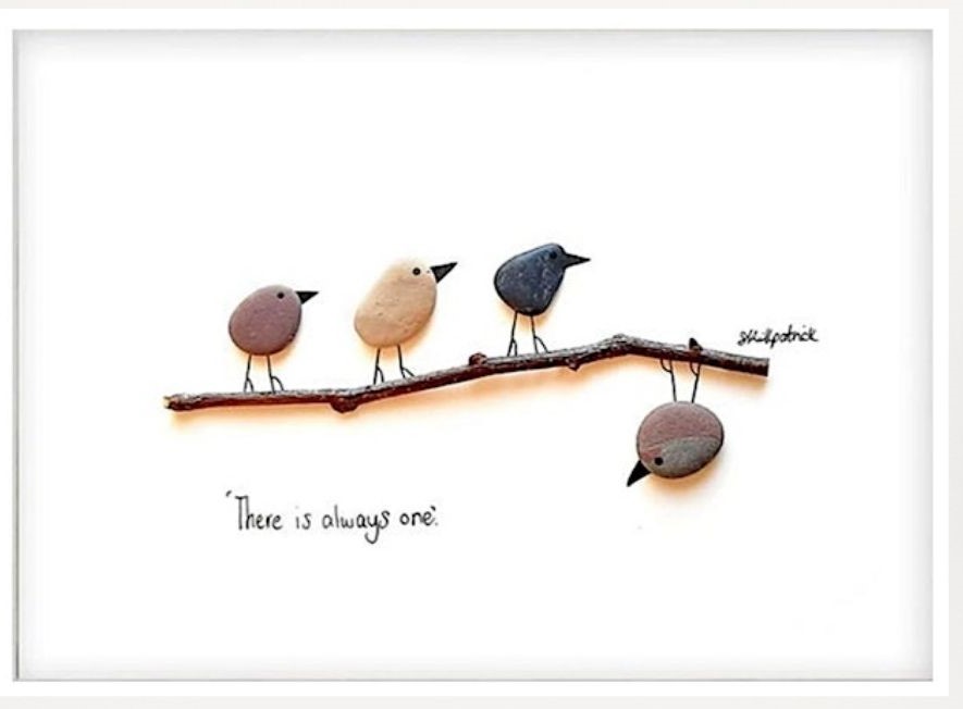 Image of pebble birds on a branch